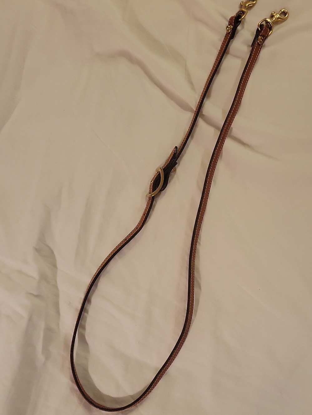 Vintage Dooney and Bourke Brown Leather Crossbody Strap with Real Brass Hardware